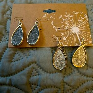 Druzy quartz style drop earrings